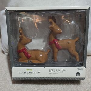 NWT Threshold Festive Reindeer Shaker Set with Red Accents